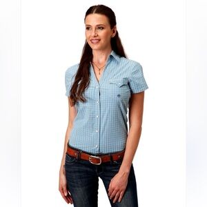 Blue Checkered Women's Top